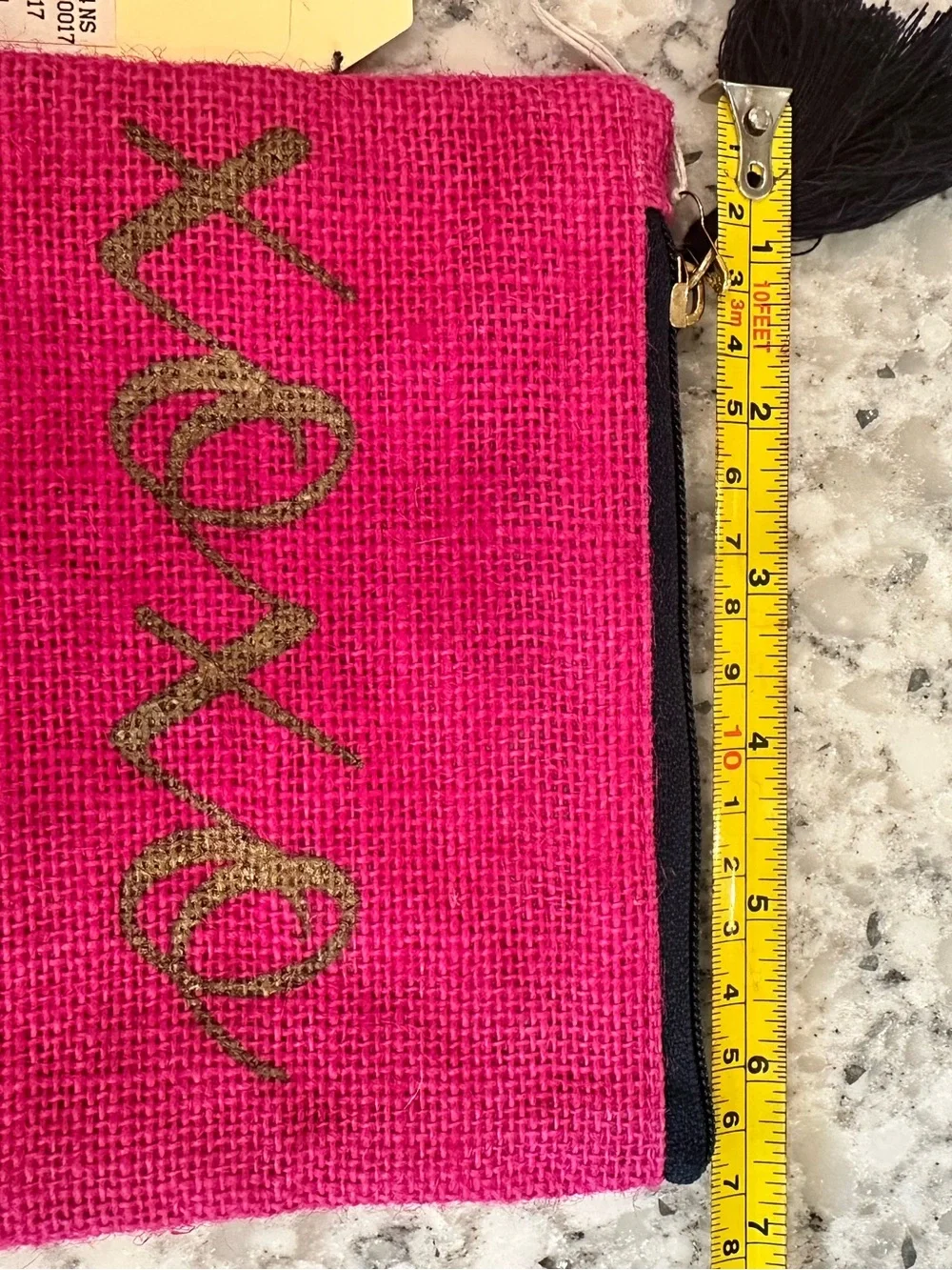 Mud Pie Hot Pink Cosmetic Pouch with Gold Script